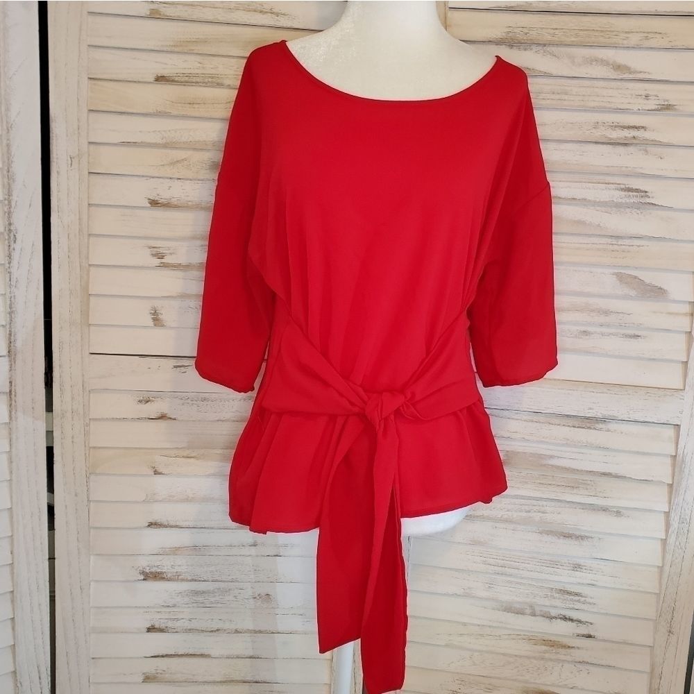 Tie front boatneck top